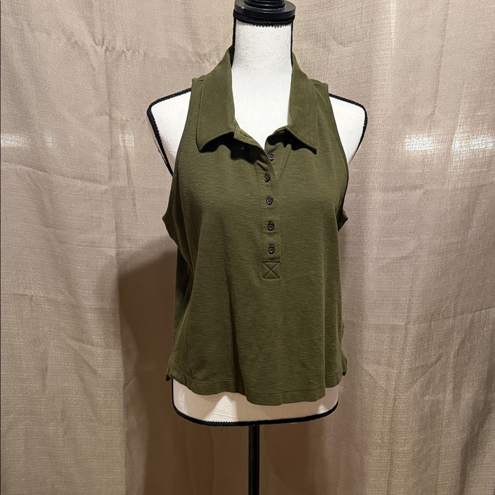 Banana Republic Olive Green Sleeveless Polo Top Sz M